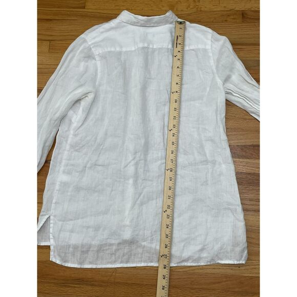 J. Jill Love Linen Essential Women's Shirt Button Up Long Sleeve Beach M White - Picture 5 of 9